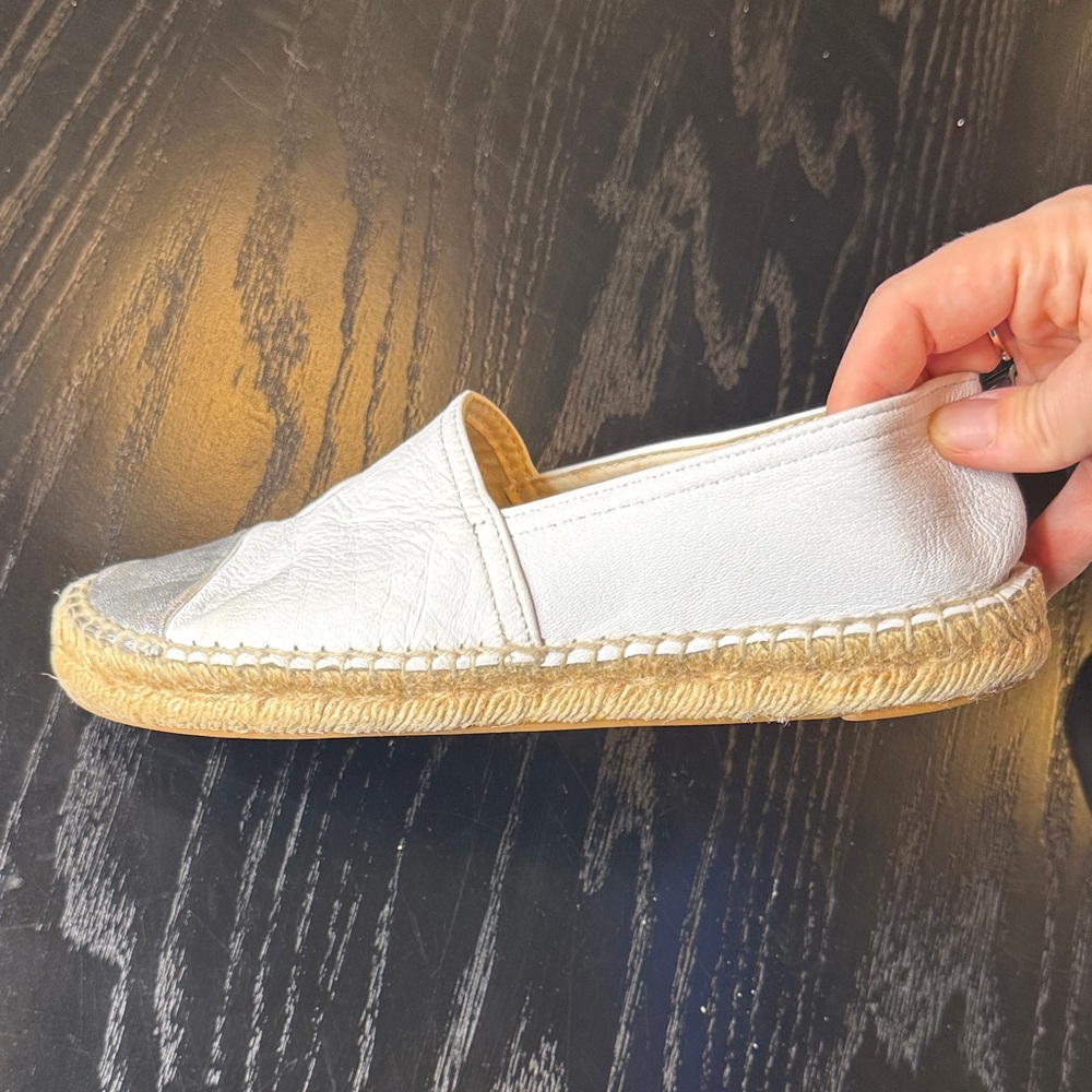 ALDO White and Silver Leather Loafers